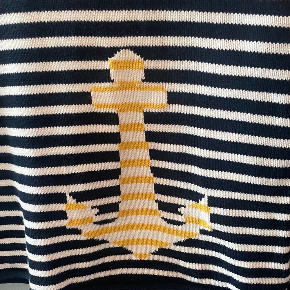Norton Studio Petite Nautical Striped V-Neck Sweater Size Large - Picture 3 of 7